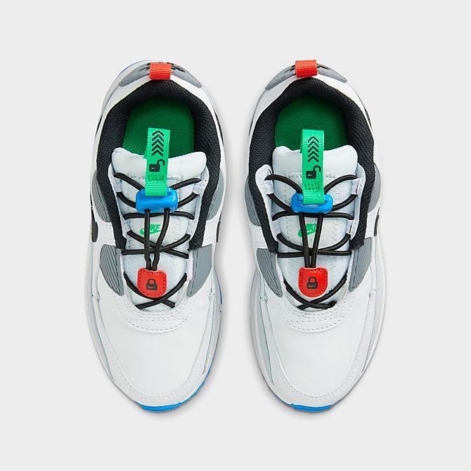 Back view of Little Kids' Nike Air Max 90 Toggle Casual Shoes in White/Black/Pure Platinum/Stadium Green Click to zoom