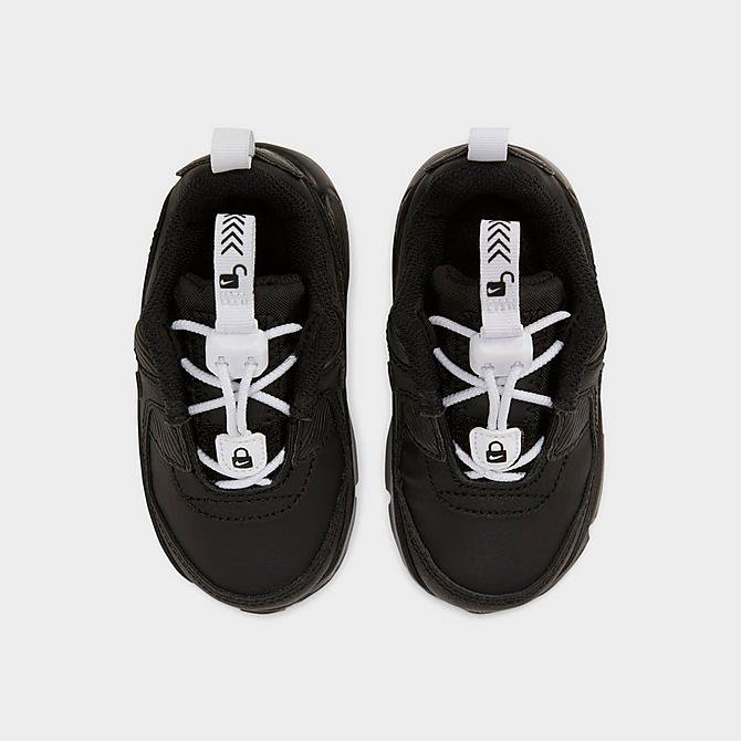Back view of Kids' Toddler Nike Air Max 90 Toggle Casual Shoes in Black/White/Black/Black Click to zoom