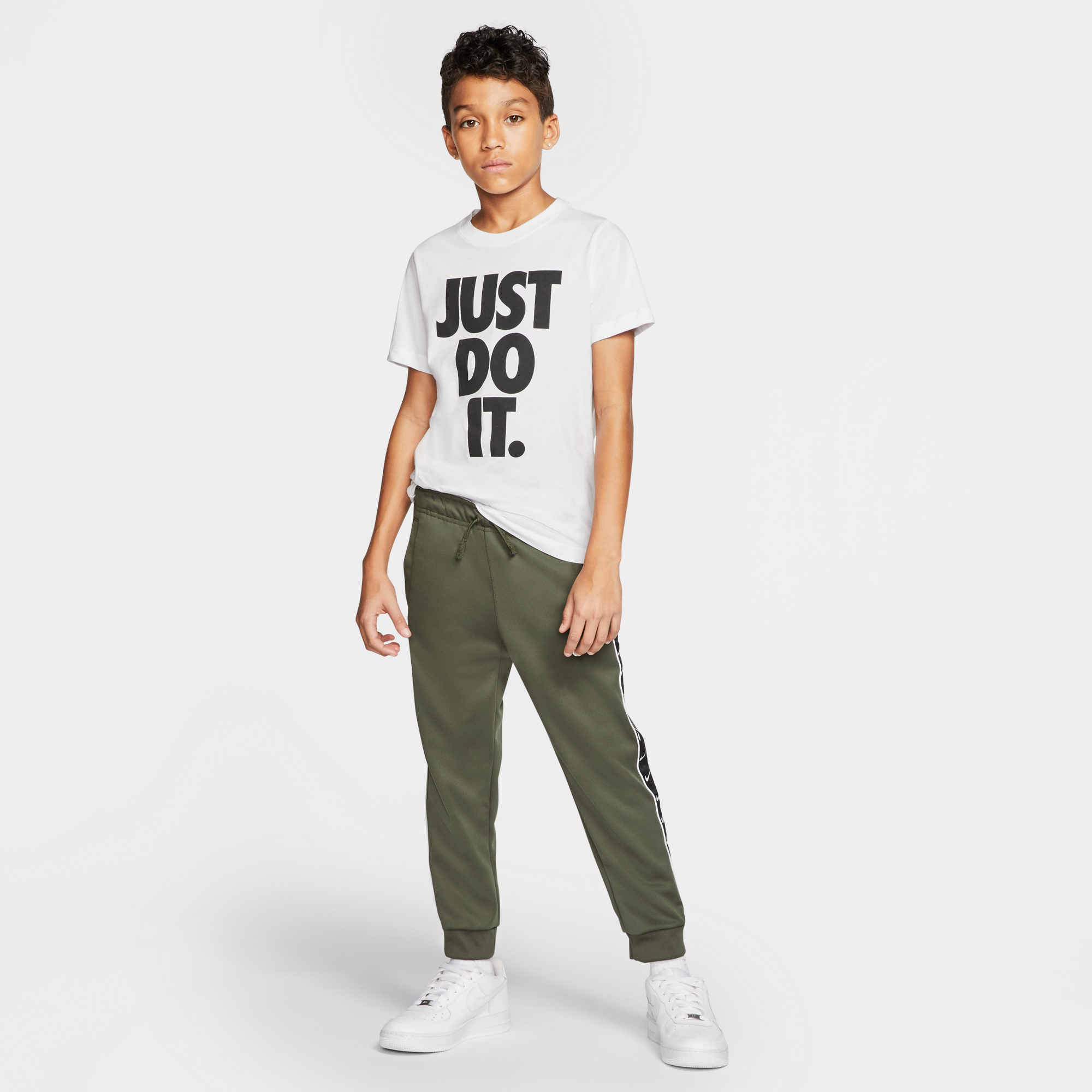 nike swoosh tape joggers