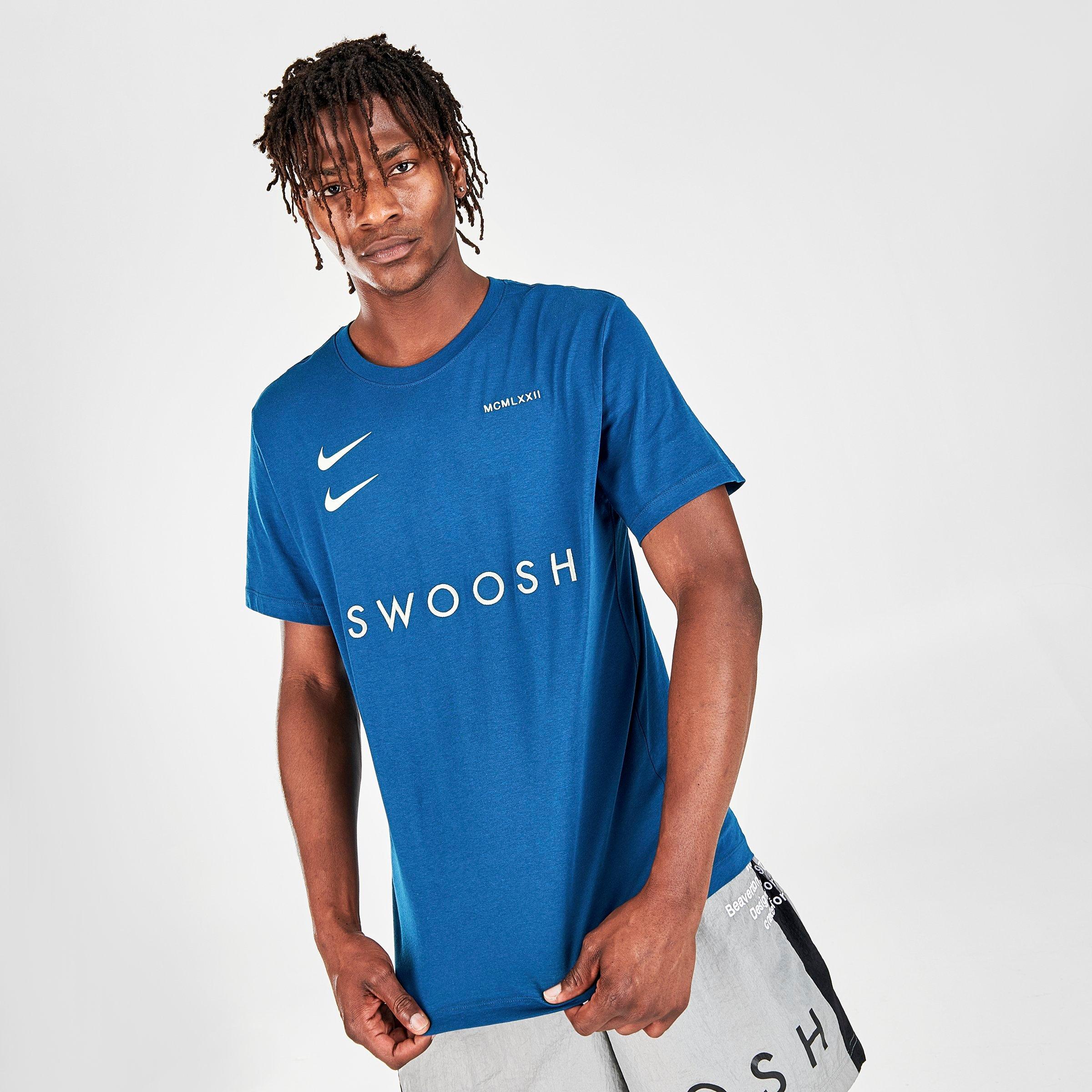 nike swoosh t shirt blue