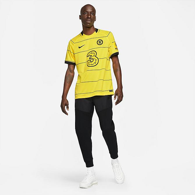 [angle] view of Men's Nike Chelsea FC 2021-22 Stadium Away Soccer Jersey in Opti Yellow/Black Click to zoom