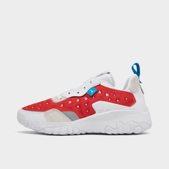 Right view of Jordan Delta 2 Off-Court Shoes in Chile Red/White/Grey Fog/Cyber Teal Click to zoom