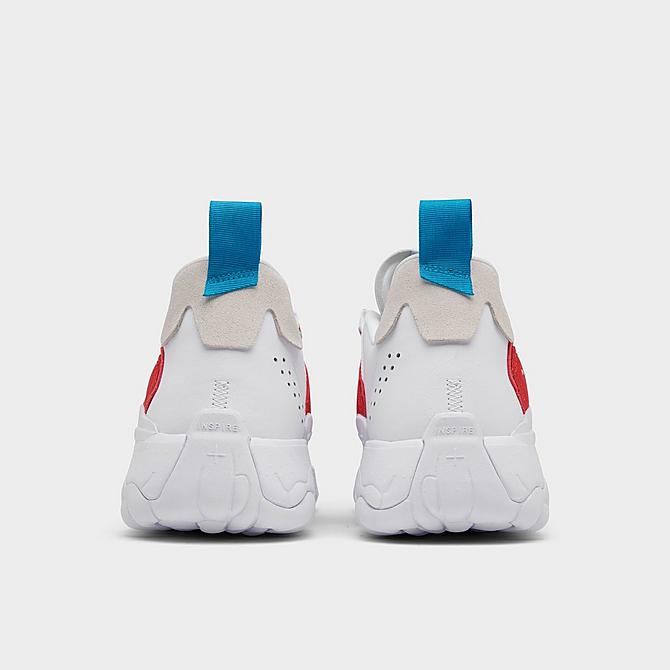 Left view of Jordan Delta 2 Off-Court Shoes in Chile Red/White/Grey Fog/Cyber Teal Click to zoom