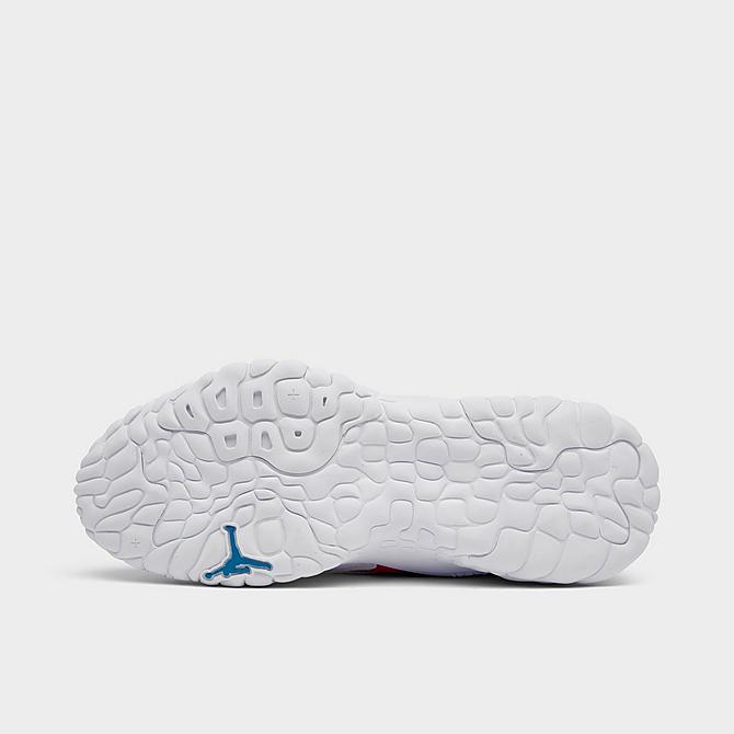 Bottom view of Jordan Delta 2 Off-Court Shoes in Chile Red/White/Grey Fog/Cyber Teal Click to zoom