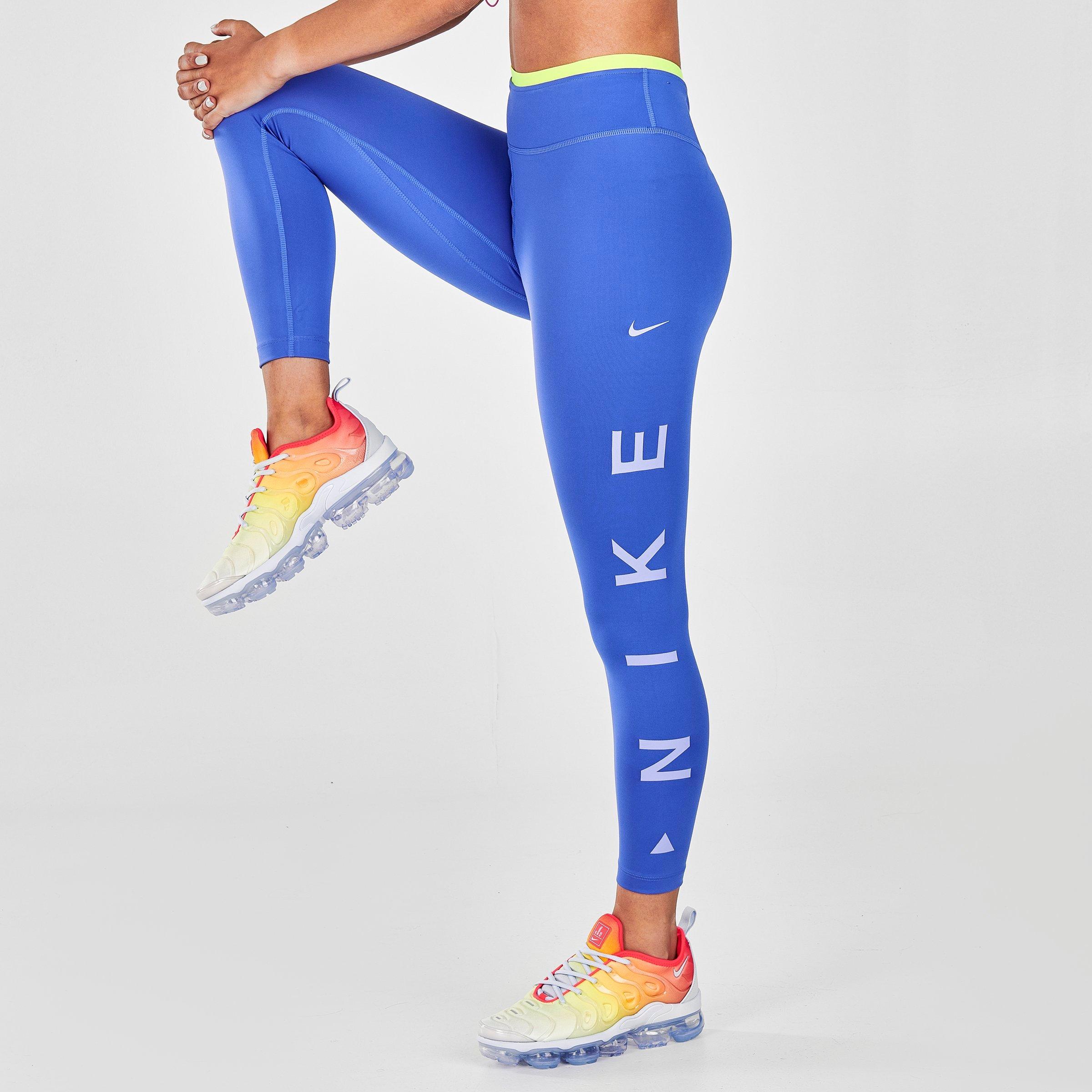 blue and yellow nike leggings