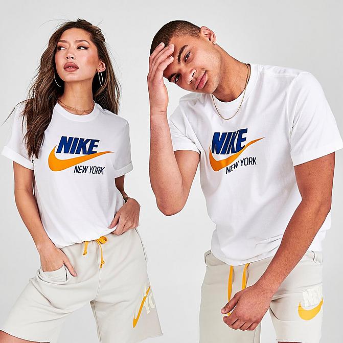 Front view of Nike Sportswear New York Template T-Shirt in White Click to zoom