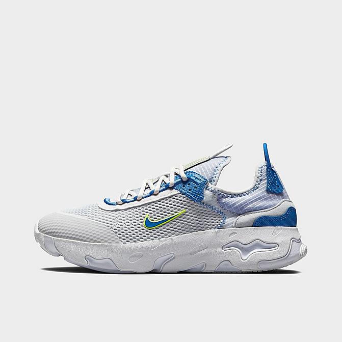 Right view of Big Kids' Nike React Live Running Shoes in Grey Fog/Game Royal-Platinum Tint Click to zoom