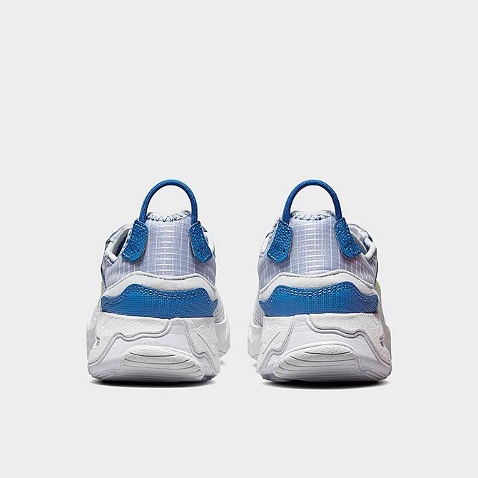 Left view of Big Kids' Nike React Live Running Shoes in Grey Fog/Game Royal-Platinum Tint Click to zoom