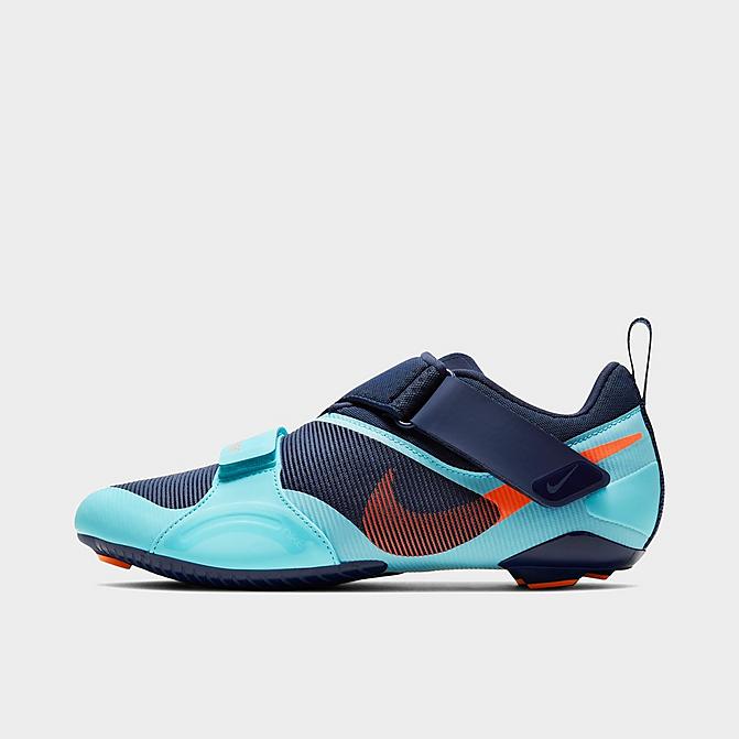 Right view of Men's Nike SuperRep Cycle Cycling Shoes in Blue Void/Copa/Total Orange Click to zoom