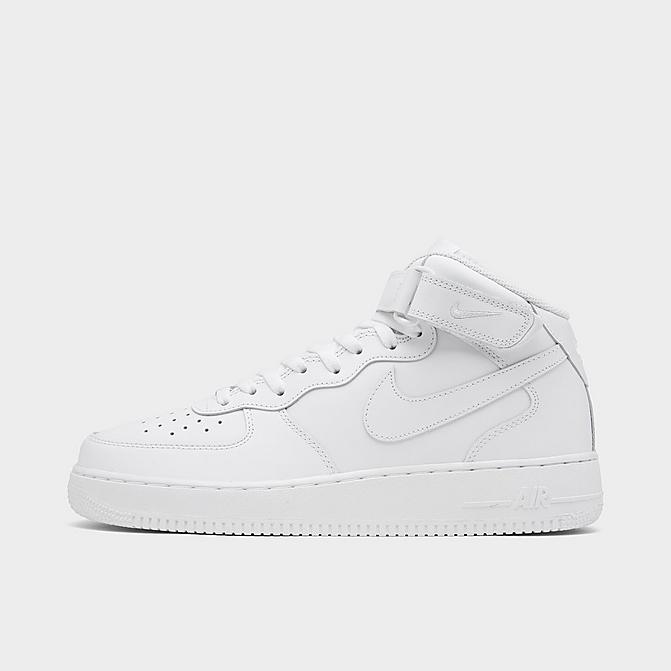 Right view of Men's Nike Air Force 1 Mid '07 Casual Shoes in White/White Click to zoom