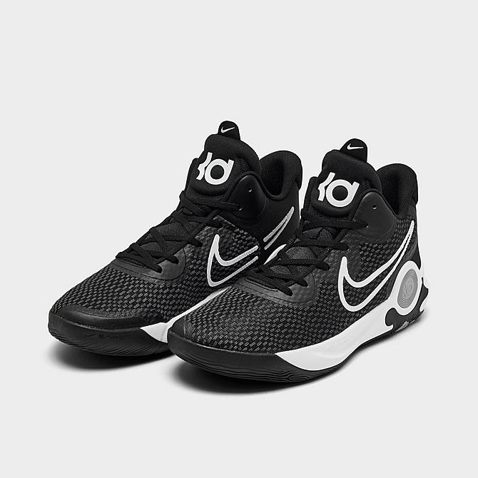 Three Quarter view of Nike KD Trey 5 IX Basketball Shoes in Black/White/Anthracite/Wolf Grey Click to zoom