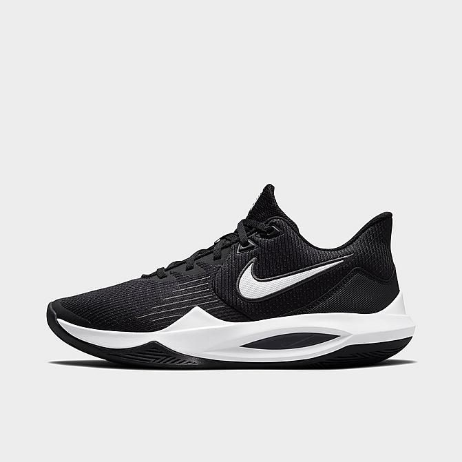Right view of Men's Nike Precision 5 Basketball Shoes in Black/Anthracite/White Click to zoom