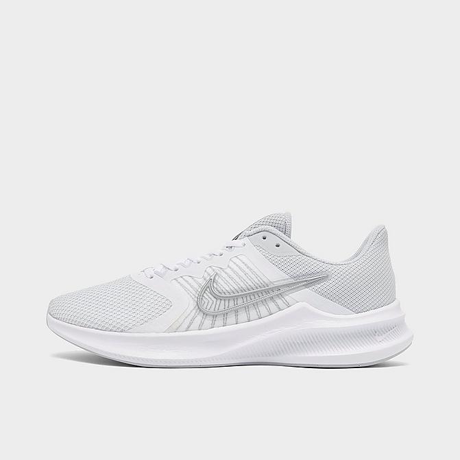 Right view of Women's Nike Downshifter 11 Running Shoes in White/Pure Platinum/Wolf Grey/Metallic Silver Click to zoom