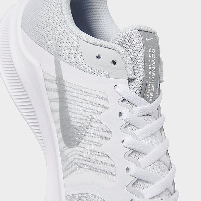 Front view of Women's Nike Downshifter 11 Running Shoes in White/Pure Platinum/Wolf Grey/Metallic Silver Click to zoom