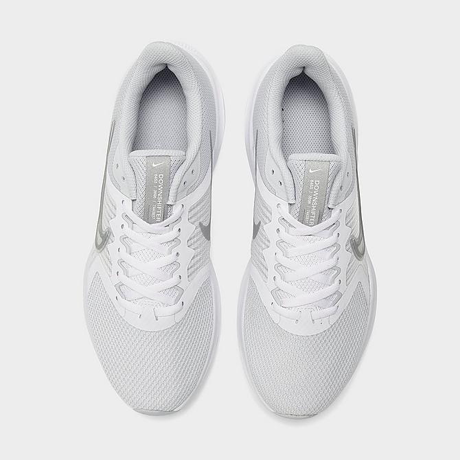 Back view of Women's Nike Downshifter 11 Running Shoes in White/Pure Platinum/Wolf Grey/Metallic Silver Click to zoom