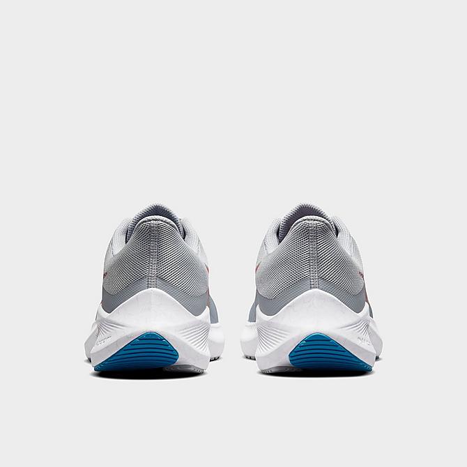 Left view of Men's Nike Air Zoom Winflo 8 Running Shoes in Wolf Grey/Bright Crimson/Pure Platinum/Imperial Blue/Cool Grey Click to zoom