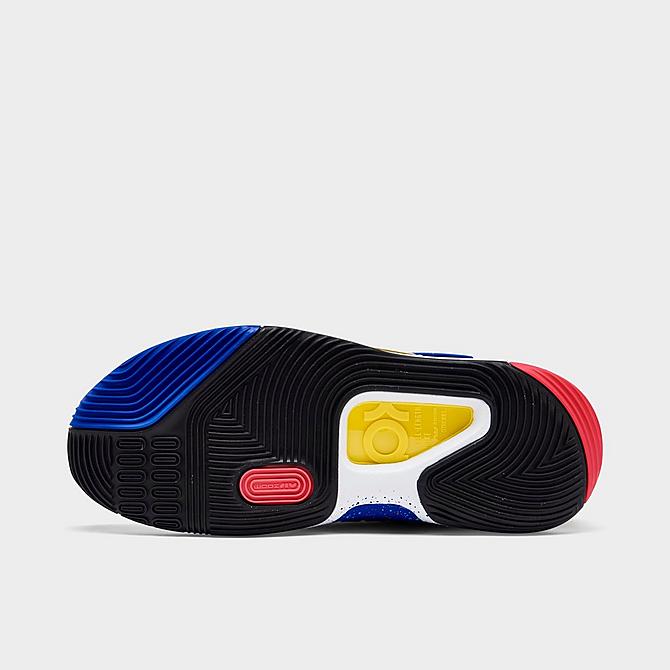 Bottom view of Nike KD14 Basketball Shoes in Black/Fusion Red/White/Yellow Strike Click to zoom