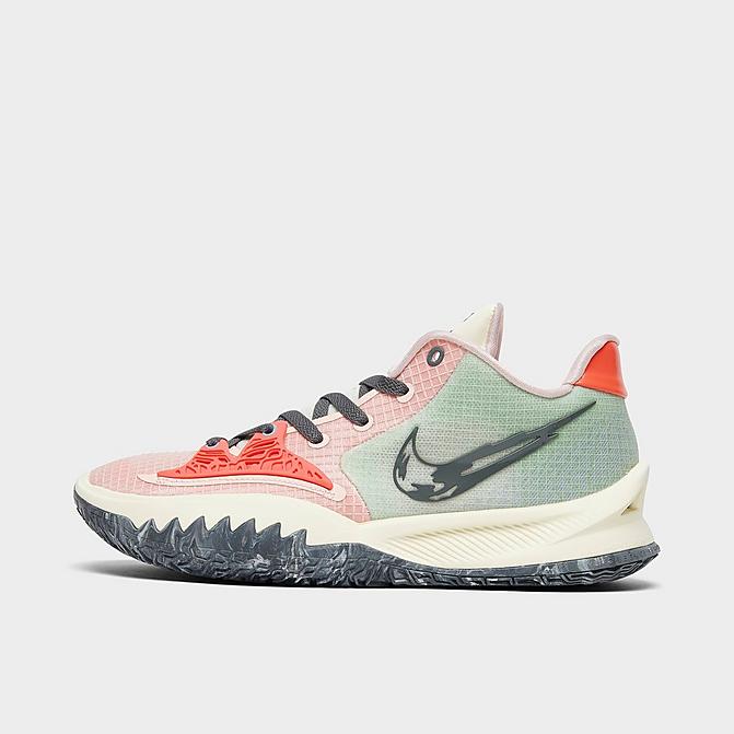 Right view of Nike Kyrie Low 4 Basketball Shoes in Pale Coral/Iron Grey/Cashmere Click to zoom
