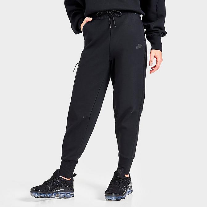 Front view of Women's Nike Sportswear Tech Fleece Jogger Pants in Black Click to zoom