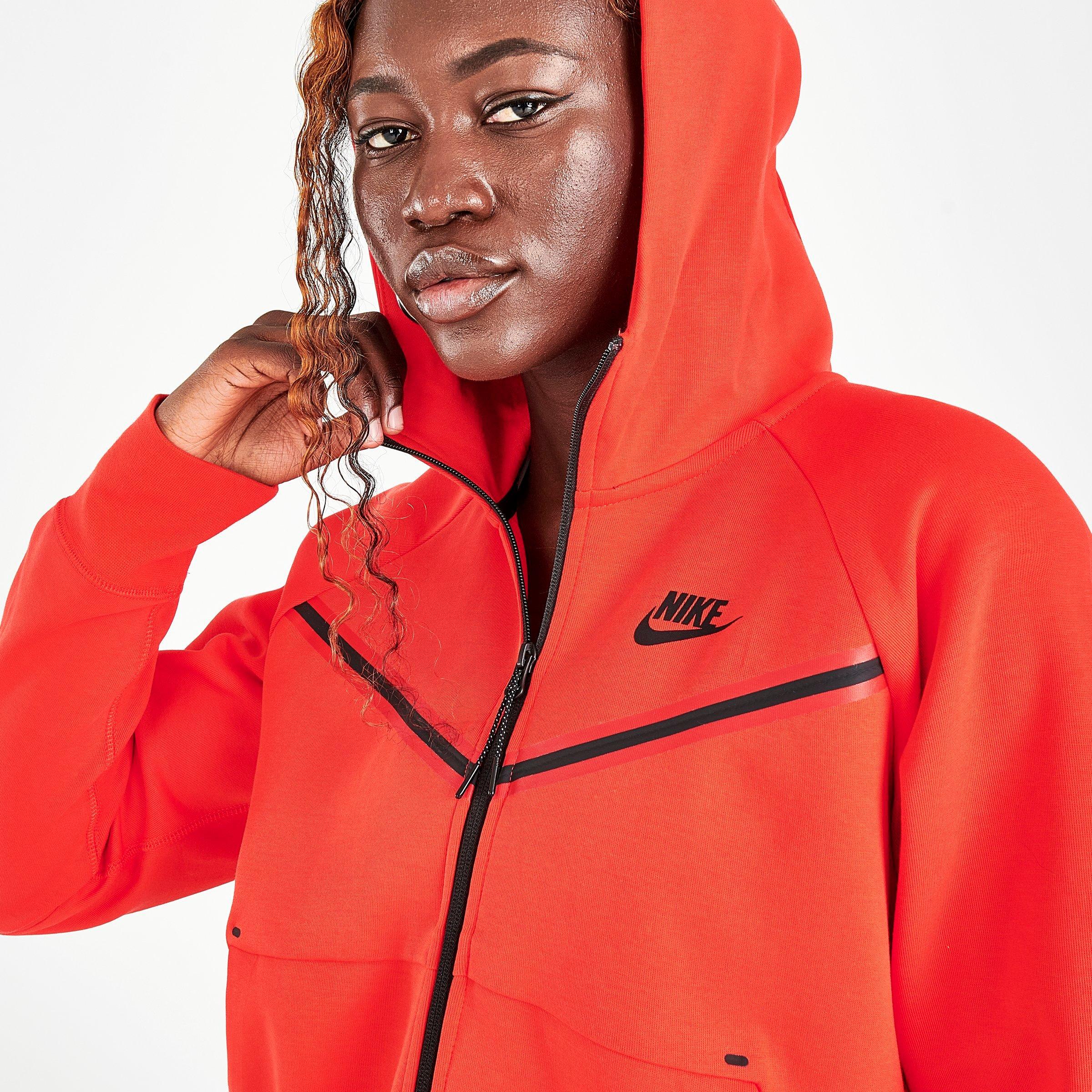 red tech fleece hoodie