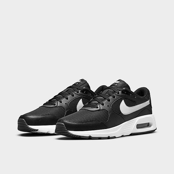 Three Quarter view of Men's Nike Air Max SC Casual Shoes in Black/Black/White Click to zoom