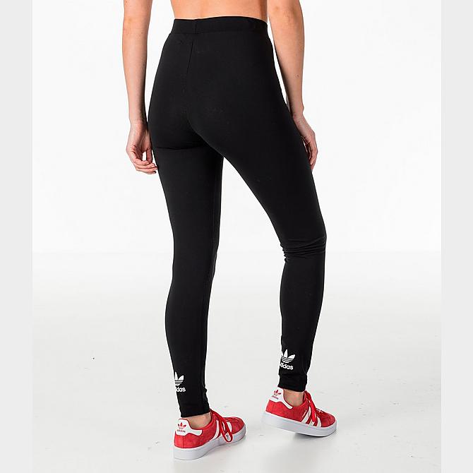 Back Right view of Women's adidas Originals Trefoil Leggings in Black Click to zoom