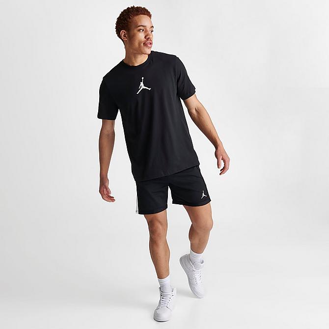 Front Three Quarter view of Jordan Jumpman Short-Sleeve Crew T-Shirt in Black Click to zoom