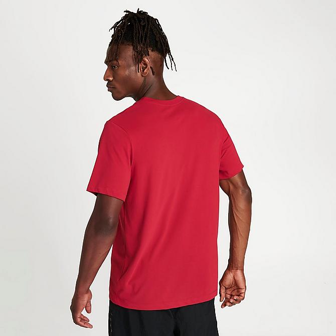 Back Right view of Men's Jordan Jumpman Short-Sleeve Crew T-Shirt in Gym Red/Black Click to zoom