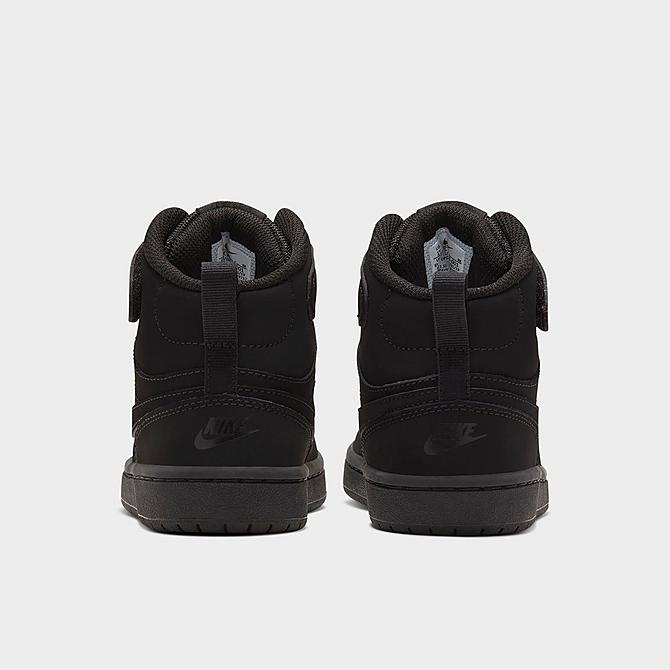 Left view of Little Kids' Nike Court Borough Mid 2 Suede Casual Shoes in Black/Black/Black Click to zoom