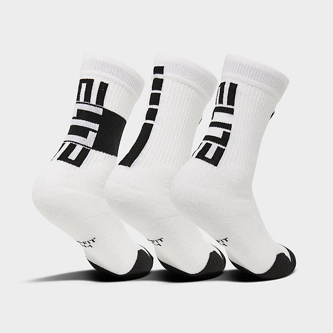 Front view of Kids' Nike Elite 3-Pack Basketball Crew Socks in White/Black Click to zoom