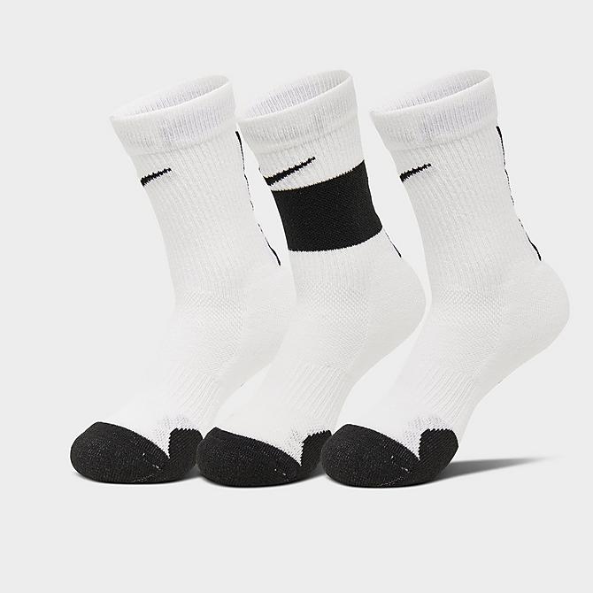 Back view of Kids' Nike Elite 3-Pack Basketball Crew Socks in White/Black Click to zoom