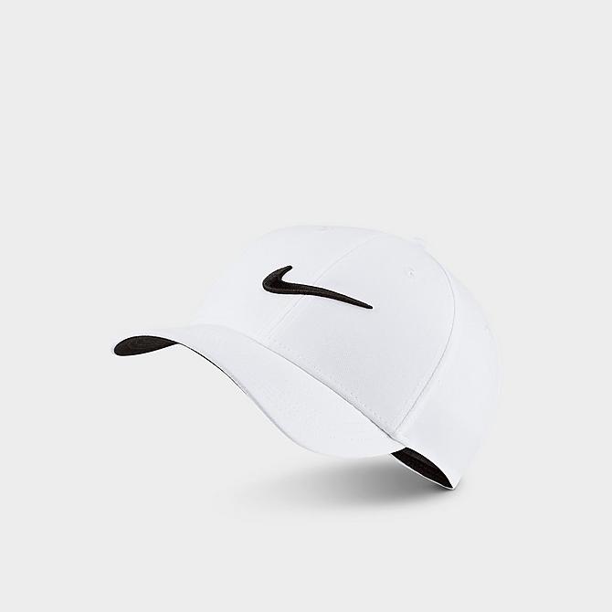 Three Quarter view of Nike Dri-FIT Legacy91 Adjustable Training Hat in White/Black Click to zoom
