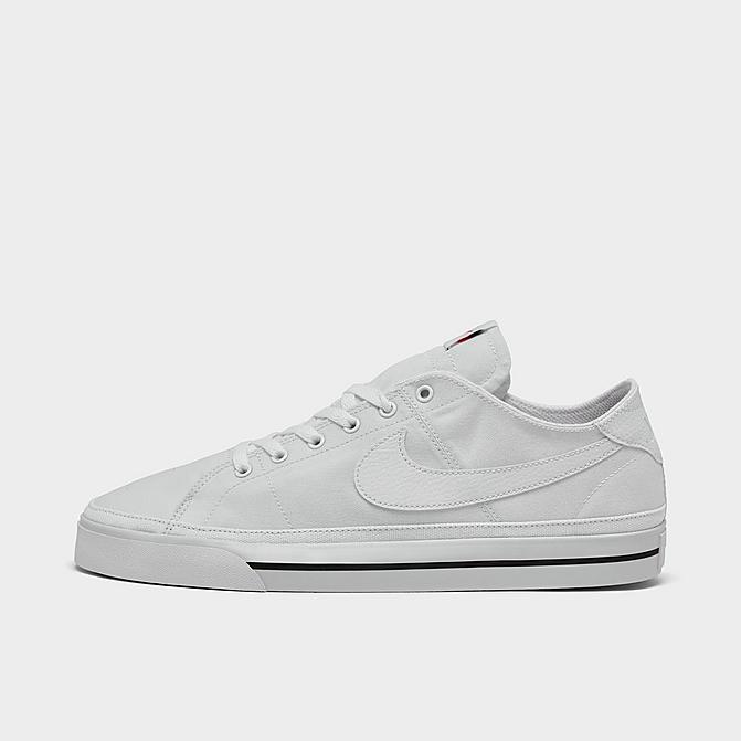 Right view of Men's Nike Court Legacy Canvas Casual Shoes in White/Black/White Click to zoom