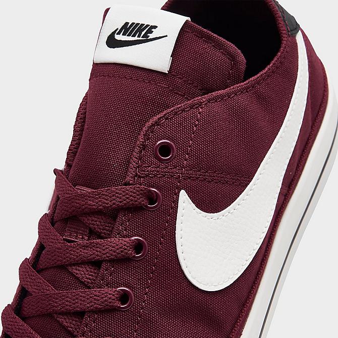 Front view of Men's Nike Court Legacy Canvas Casual Shoes in Dark Beetroot/Dark Beetroot/Black/Sail Click to zoom