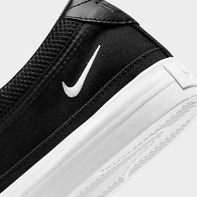 Front view of Women's Nike Court Legacy Slip-On Casual Shoes in Black/White/Platinum Tint Click to zoom