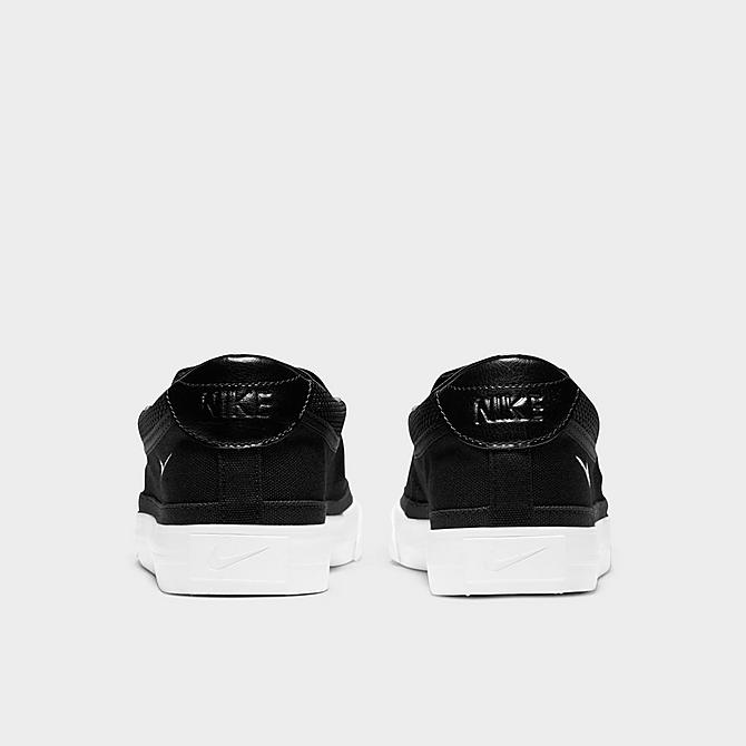 Left view of Women's Nike Court Legacy Slip-On Casual Shoes in Black/White/Platinum Tint Click to zoom