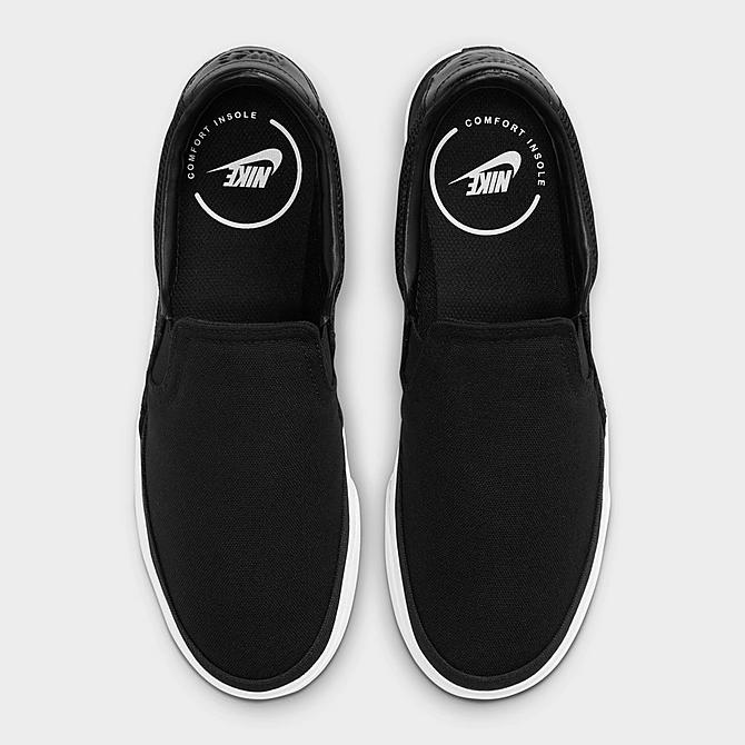 Back view of Women's Nike Court Legacy Slip-On Casual Shoes in Black/White/Platinum Tint Click to zoom