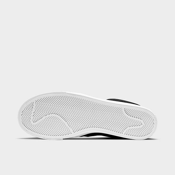 Bottom view of Women's Nike Court Legacy Slip-On Casual Shoes in Black/White/Platinum Tint Click to zoom