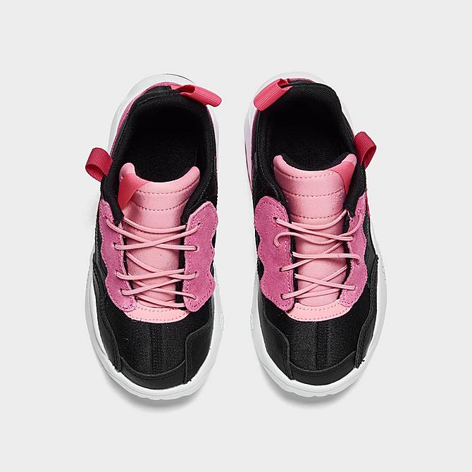 Back view of Little Kids' Jordan MA2 Casual Shoes in Black/Pinksicle/Rush Pink/Coral Chalk Click to zoom