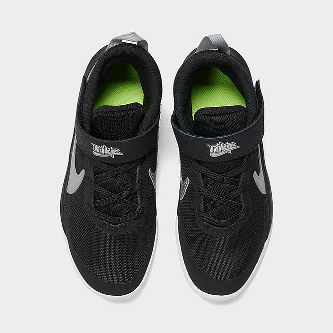 Back view of Little Kids' Nike Team Hustle D 10 Basketball Shoes in Black/Metallic Silver-Volt-White Click to zoom