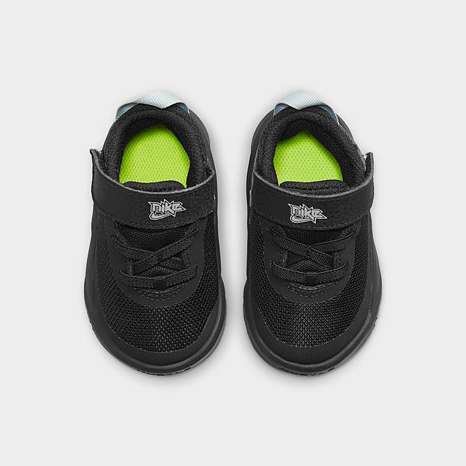 Back view of Kids' Toddler Nike Team Hustle D 10 Basketball Shoes in Black/Metallic Silver-Volt-White Click to zoom