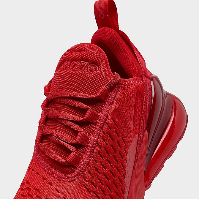 Front view of Big Kids' Nike Air Max 270 Casual Shoes in University Red/University Red/Black Click to zoom