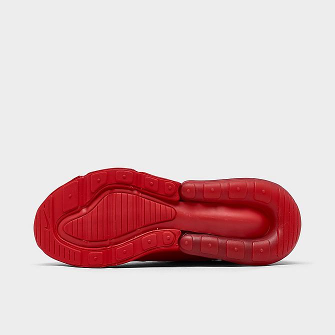 Bottom view of Big Kids' Nike Air Max 270 Casual Shoes in University Red/University Red/Black Click to zoom