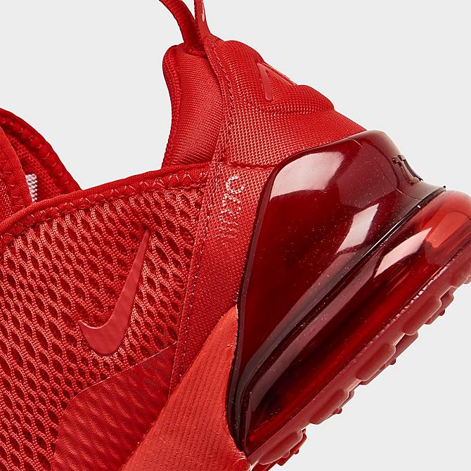 Front view of Little Kids' Nike Air Max 270 Casual Shoes in University Red/University Red/Black Click to zoom
