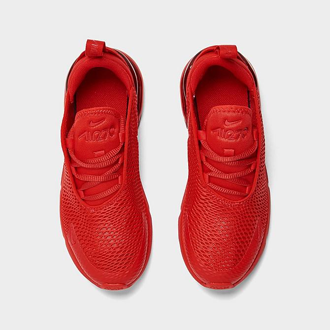 Back view of Little Kids' Nike Air Max 270 Casual Shoes in University Red/University Red/Black Click to zoom