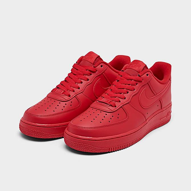 Three Quarter view of Nike Air Force 1 '07 LV8 1 Casual Shoes in University Red/University Red/Black Click to zoom
