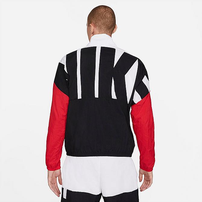 Back Left view of Men's Nike Basketball Jacket in White/Black/University Red/Black Click to zoom