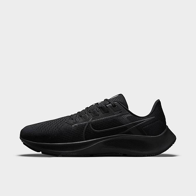 Right view of Men's Nike Air Zoom Pegasus 38 Running Shoes in Black/Black/Anthracite/Volt Click to zoom