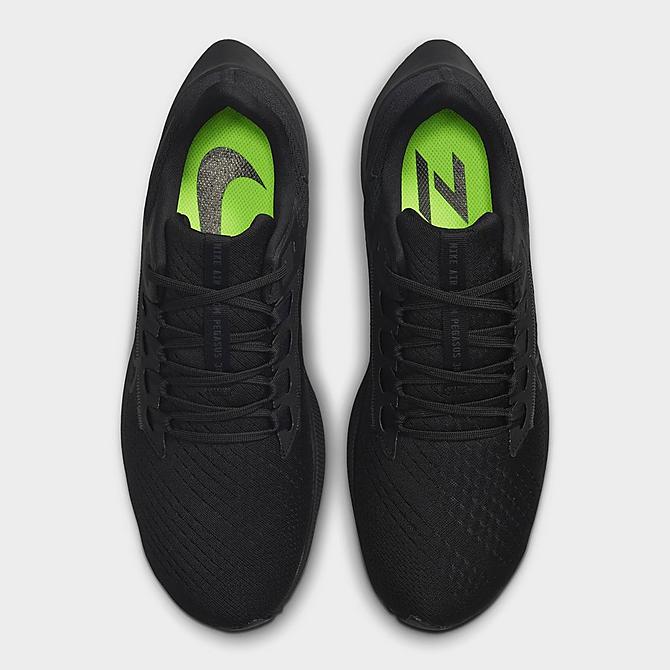 Back view of Men's Nike Air Zoom Pegasus 38 Running Shoes in Black/Black/Anthracite/Volt Click to zoom
