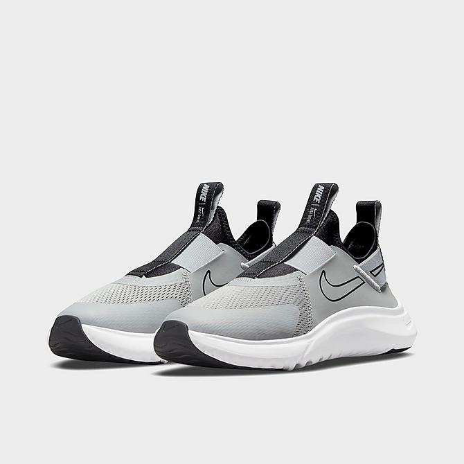 Three Quarter view of Boys' BIg Kids' Nike Flex Plus Running Shoes in Light Smoke Grey/Black/White Click to zoom